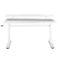 Tranzendesk Standing Desk With Clamp-On Shelf - 55" Sit To Stand Workstation With 55” Monitor Stand - White - Stand Steady -Office Furniture GUEST 005908a2 0440 48e4 9026 0ec12940c7e6