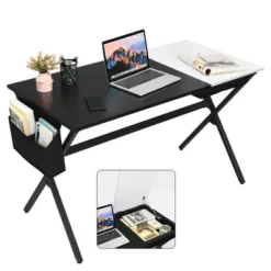 Costway Computer Desk Writing Study Laptop Table W/ Drawer & Storage Bag WalnutBlack -Office Furniture GUEST 00fd954e f10a 4a51 a529 c1617020f018