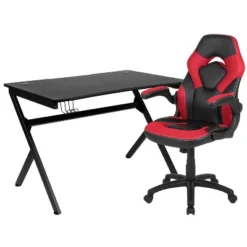 Flash Furniture Gaming Desk And Racing Chair Set With Cup Holder, Headphone Hook & 2 Wire Management Holes -Office Furniture GUEST 0116e199 c111 4395 83de b75bbf29cc67