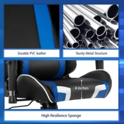 Costway X-Shaped Gaming Desk & Racing Style Massage Chair Set Home Office Black+White/Blue/Grey/Red -Office Furniture GUEST 0186d6c8 7302 4cbc baf6 395b1b406ae1