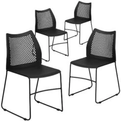 Flash Furniture 4 Pack HERCULES Series 661 Lb. Capacity Stack Chair With Air-Vent Back And Powder Coated Sled Base -Office Furniture GUEST 01e3d31a 7906 4aa4 bd2f 825ba98ab7db