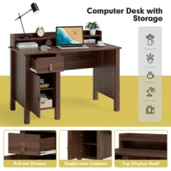 Costway Computer Desk Home Office Writing Workstation W/ Drawer & Hutch -Office Furniture GUEST 02e57fc0 6d29 4a5c ac6d 34cc160837b1
