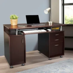 Complete Workstation Computer Desk With Storage Brown - Techni Mobili -Office Furniture GUEST 0423c8a7 ae47 443f a495 f04c399d6a41