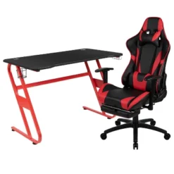 Flash Furniture Gaming Desk And Footrest Reclining Gaming Chair Set With Cup Holder And Headphone Hook -Office Furniture GUEST 04430ef6 130f 4be9 9f0a f0784250a3d7