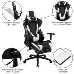 Flash Furniture Gaming Desk And Footrest Reclining Gaming Chair Set - Cup Holder/Headphone Hook/Removable Mouse Pad Top/Wire Management -Office Furniture GUEST 057f960c e450 4842 8a6d 4330e2e77937
