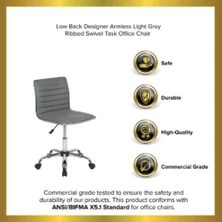 Emma And Oliver Low Back Designer Armless Ribbed Swivel Task Office Chair 32 Emma And Oliver Low Back Designer Armless Ribbed Swivel Task Office Chair -Office Furniture GUEST 0631b47a d270 49cc 9360 56641228645b