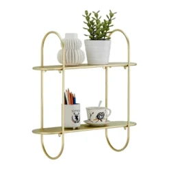 20" 2 Tier Warm Metal Hanging Bracket Wall Mounted Shelf Gold - Danya B. 19 20" 2 Tier Warm Metal Hanging Bracket Wall Mounted Shelf Gold - Danya B. -Office Furniture GUEST 0875ec14 f47f 4170 8168 0168df0d2e66