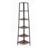 JOMEED 5 Shelf Industrial Corner Etagere Ladder Bookcase For Corner Spaces In Apartments, Studios, Offices, And Living Rooms, Black And Brown Wood -Office Furniture GUEST 09ace2ae 746a 47e4 b15f b6a61ac847b5