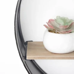 33" Round Metal And Wood Hanging Wall Shelf Brown - American Art Decor 12 33" Round Metal And Wood Hanging Wall Shelf Brown - American Art Decor -Office Furniture GUEST 0bf9259e 0a12 4e94 912c b07d009d4649