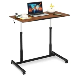 Costway Height Adjustable Computer Desk Sit Stand Rolling Notebook Table NaturalBrownBlack 22 Costway Height Adjustable Computer Desk Sit Stand Rolling Notebook Table NaturalBrownBlack -Office Furniture GUEST 0c587ab8 1ded 4856 b965 98028066a0af