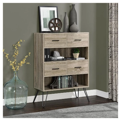 43" Seasons Retro Bookshelf With Bins Sonoma Oak - Room & Joy 6 43" Seasons Retro Bookshelf With Bins Sonoma Oak - Room & Joy - Image 4