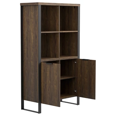 63" Pattinson 4 Shelf Cabinet Bookcase Walnut - Coaster 4 63" Pattinson 4 Shelf Cabinet Bookcase Walnut - Coaster - Image 2
