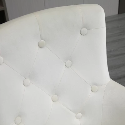 HOMCOM Modern Mid-back Desk Chair With Button Tufted Velvet Back, Nailhead Trim, Swivel Home Office Chair With Adjustable Height, Curved Padded Armrests 8 HOMCOM Modern Mid-back Desk Chair With Button Tufted Velvet Back, Nailhead Trim, Swivel Home Office Chair With Adjustable Height, Curved Padded Armrests - Image 6