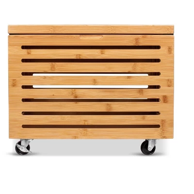 BirdRock Home Bamboo Rolling File Storage Organizer Box With Lid - Natural 8 BirdRock Home Bamboo Rolling File Storage Organizer Box With Lid - Natural - Image 6