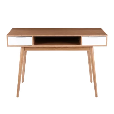 Pebble Double Contemporary Computer Desk Wood Natural/White - LumiSource 6 Pebble Double Contemporary Computer Desk Wood Natural/White - LumiSource - Image 4