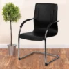 Emma And Oliver 4 Pack Black Vinyl Side Reception Chair W/ Chrome Sled Base - Lobby & Guest Seating -Office Furniture GUEST 13245a29 ae95 4baf af37 c49e82311c07