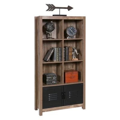 59.45" Norwood Range Bookshelf Wood And Black Metal Oak - OneSpace 8 59.45" Norwood Range Bookshelf Wood And Black Metal Oak - OneSpace - Image 6