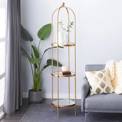 Glam Metal Shelving Gold - Olivia & May 3 Glam Metal Shelving Gold - Olivia & May