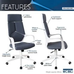 Modern Studio Office Chair Gray/White - Techni Mobili -Office Furniture GUEST 159d2ef6 ac0d 4944 8e27 4d751abcab29