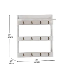 Emma And Oliver Wall Mounted Mug Rack With 12 Coffee Cup Hangers And Built-In Shelf For Coffee, Sugar & More -Office Furniture GUEST 19dcae87 bac1 425b ba64 312bef461ac9