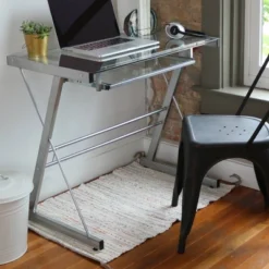 Glass Computer Desk With Keyboard Tray Silver - Saracina Home 7 Glass Computer Desk With Keyboard Tray Silver - Saracina Home -Office Furniture GUEST 1c8e7ff8 ff16 4a34 b7a1 b6fa0061d61e