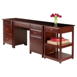 3pc Delta Set Home Office Group Walnut - Winsome -Office Furniture GUEST 200ee2ec 9c8a 4222 8e08 80c4af890416