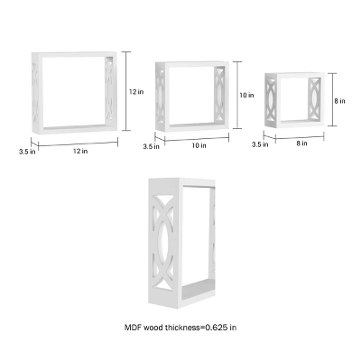 Floating Shelves- Open Cube Wall Shelf Set With Hidden Brackets, 3 Sizes To Display Décor, Photos, More- Hardware Included By Lavish Home (White) 5 Floating Shelves- Open Cube Wall Shelf Set With Hidden Brackets, 3 Sizes To Display Décor, Photos, More- Hardware Included By Lavish Home (White) - Image 3