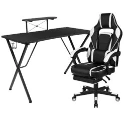 Flash Furniture Gaming Desk With Cup Holder/Headphone Hook/Monitor Stand & Reclining Back/Arms Gaming Chair With Footrest 25 Flash Furniture Gaming Desk With Cup Holder/Headphone Hook/Monitor Stand & Reclining Back/Arms Gaming Chair With Footrest -Office Furniture GUEST 21490de1 edb7 4913 98c3 8dd95877e29f