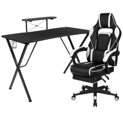 Flash Furniture Gaming Desk With Cup Holder/Headphone Hook/Monitor Stand & Reclining Back/Arms Gaming Chair With Footrest 14 Flash Furniture Gaming Desk With Cup Holder/Headphone Hook/Monitor Stand & Reclining Back/Arms Gaming Chair With Footrest - Image 12
