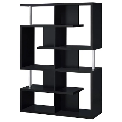 Hoover 5 Shelf Zig Zag Bookcase With Chrome Details - Coaster 5 Hoover 5 Shelf Zig Zag Bookcase With Chrome Details - Coaster - Image 3