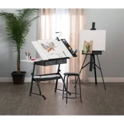 Core Drawing Table And Stool Set Charcoal Black/White - Studio Designs 40 Core Drawing Table And Stool Set Charcoal Black/White - Studio Designs -Office Furniture GUEST 2380b8ce 2b6b 4e21 884d b85c3e3763dc