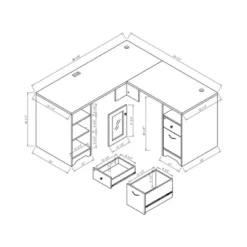 Ghally Locking Drawer L-Shape Desk With USB Ports White Oak - MiBasics -Office Furniture GUEST 24fee3ab 4eaa 465a 8d56 28aac31933d7