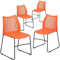 Flash Furniture 4 Pack HERCULES Series 661 Lb. Capacity Stack Chair With Air-Vent Back And Powder Coated Sled Base -Office Furniture GUEST 26cf14c8 c18a 448d 9b4e df3e70663b5d