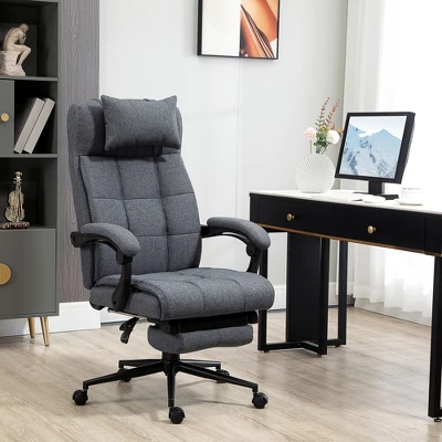 Vinsetto Executive Linen-Feel Fabric Office Chair High Back Swivel Task Chair With Adjustable Height Upholstered Retractable Footrest, Headrest And Padded Armrest 4 Vinsetto Executive Linen-Feel Fabric Office Chair High Back Swivel Task Chair With Adjustable Height Upholstered Retractable Footrest, Headrest And Padded Armrest - Image 2
