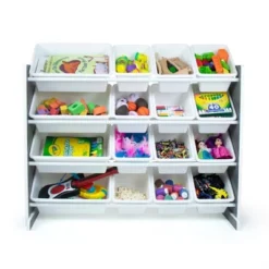Soho Toy Storage Organizer With 16 Storage Bins Gray/White - Humble Crew