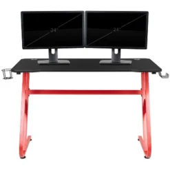 BlackArc Alpha Bundle With Gaming Desk And Chair: Black & Red High Back Chair With Arms; Red & Black Desk With Headphone Hook/Cupholder -Office Furniture GUEST 2a5d470e 803b 4eed bb5b 9d7531dd5629 2