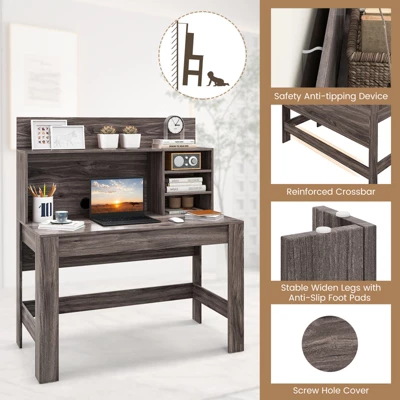 Costway Computer Desk Wooden Writing Desk Modern Home Office Workstation PC Laptop Table For Small Space 8 Costway Computer Desk Wooden Writing Desk Modern Home Office Workstation PC Laptop Table For Small Space - Image 6