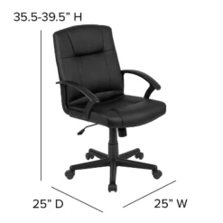 Emma And Oliver Mid-Back Black LeatherSoft-Padded Task Office Chair With Arms 18 Emma And Oliver Mid-Back Black LeatherSoft-Padded Task Office Chair With Arms -Office Furniture GUEST 2d3dafe0 cf70 42df 9c0e fdd9410fa81f