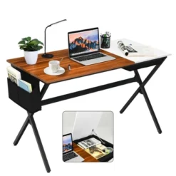 Costway Computer Desk Writing Study Laptop Table W/ Drawer & Storage Bag WalnutBlack -Office Furniture GUEST 2e469073 aee2 4af5 9834 6aa3fdc9e444