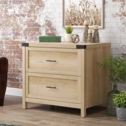 2 Drawer Bridge Acre Rustic Farmhouse Lateral File Cabinet Orchard Oak - Sauder