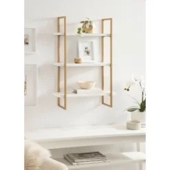 20" X 30" Leigh Wood And Metal Wall Shelf White/Gold - Kate & Laurel All Things Decor 17 20" X 30" Leigh Wood And Metal Wall Shelf White/Gold - Kate & Laurel All Things Decor -Office Furniture GUEST 328ef9b6 80fb 4766 95fb 5294bee785ff