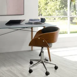 Faux Leather Curved Swivel Home Office Chair With Adjustable Seat Height Black/Brown - Teamson Home 15 Faux Leather Curved Swivel Home Office Chair With Adjustable Seat Height Black/Brown - Teamson Home -Office Furniture GUEST 32bd6e80 c2e9 4be2 b78c 70e6e3ef0b73