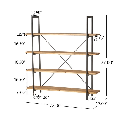77" Septima 4 Shelf Antique Bookcase Antique - Christopher Knight Home 6 77" Septima 4 Shelf Antique Bookcase Antique - Christopher Knight Home - Image 4