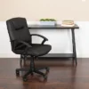 Emma And Oliver Mid-Back Black LeatherSoft-Padded Task Office Chair With Arms -Office Furniture GUEST 349b3e2c 2d9f 4481 a882 27019a961492