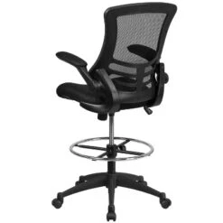 Flash Furniture Mid-Back Black Mesh Ergonomic Drafting Chair With Adjustable Foot Ring And Flip-Up Arms -Office Furniture GUEST 360a6cb4 b502 4b20 8c53 e67afa130e6d