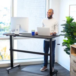 Tranzendesk Standing Desk With Clamp-On Shelf - 55" Sit To Stand Workstation With 55” Monitor Stand - White - Stand Steady -Office Furniture GUEST 363ef1a7 35cf 4bd6 a3ab e064a94f49a2