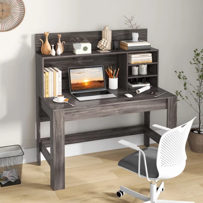 Costway Computer Desk Wooden Writing Desk Modern Home Office Workstation PC Laptop Table For Small Space 5 Costway Computer Desk Wooden Writing Desk Modern Home Office Workstation PC Laptop Table For Small Space - Image 3