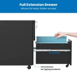 Mount-It! Mobile File Pedestal Cabinet With 3 Drawers & Lock | Slim Design Under Desk Storage & Organizer For Files, Folders & Office Supplies | Black -Office Furniture GUEST 38777a1a 819a 4de6 97a2 42db30f4f55f