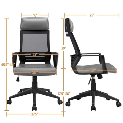 Yaheetech Swivel Office Desk Chair Study Work Chair With Headrest Lumbar Support Rolling Wheels 4 Yaheetech Swivel Office Desk Chair Study Work Chair With Headrest Lumbar Support Rolling Wheels - Image 2