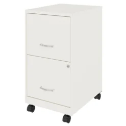 Space Solutions 18 Inch Wide Metal Mobile Organizer File Cabinet For Office Supplies And Hanging File Folders With 2 File Drawers, Pearl White -Office Furniture GUEST 3c580828 27c2 440d 9dd2 8cc6a09e58a5
